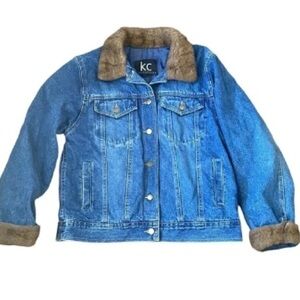 Kids Blue Denim Jacket with Brown Accents